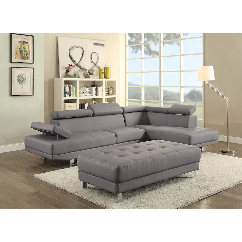 Riveredge 109 in. W 2-piece Faux Leather L Shape Sectional Sofa - 76 L x 109 W x 28 H