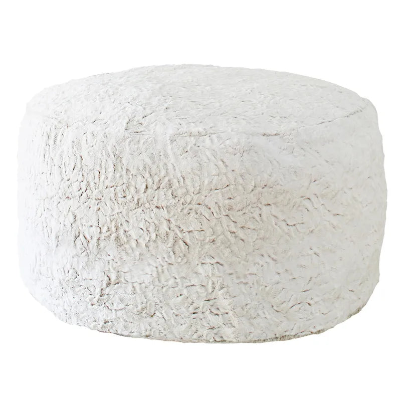 Sorra Home Large Indoor Faux Fur Round Bean Pouf/Ottoman