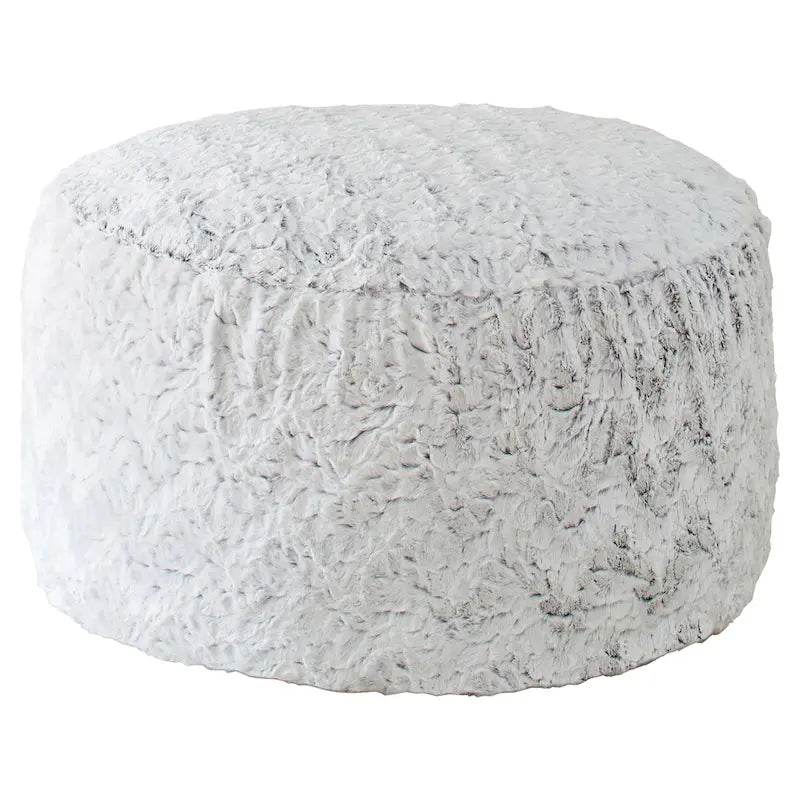 Sorra Home Large Indoor Faux Fur Round Bean Pouf/Ottoman