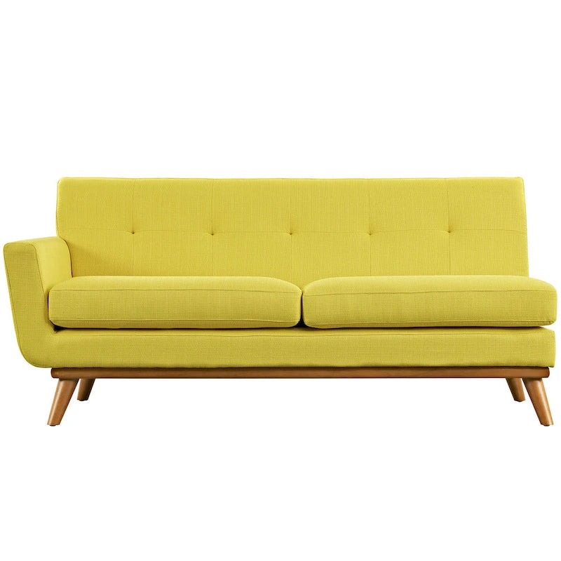 Engage Mid-century Modern Upholstered Fabric Left-arm Loveseat, Azure