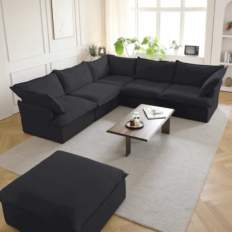 6-Piece Upholstered Sectional Corner Sofas