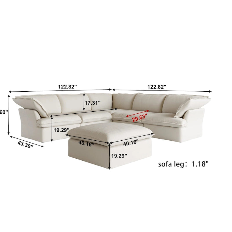 6-Piece Upholstered Sectional Corner Sofas