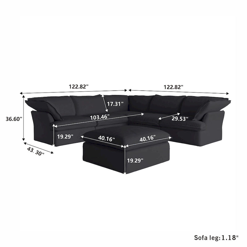 6-Piece Upholstered Sectional Corner Sofas