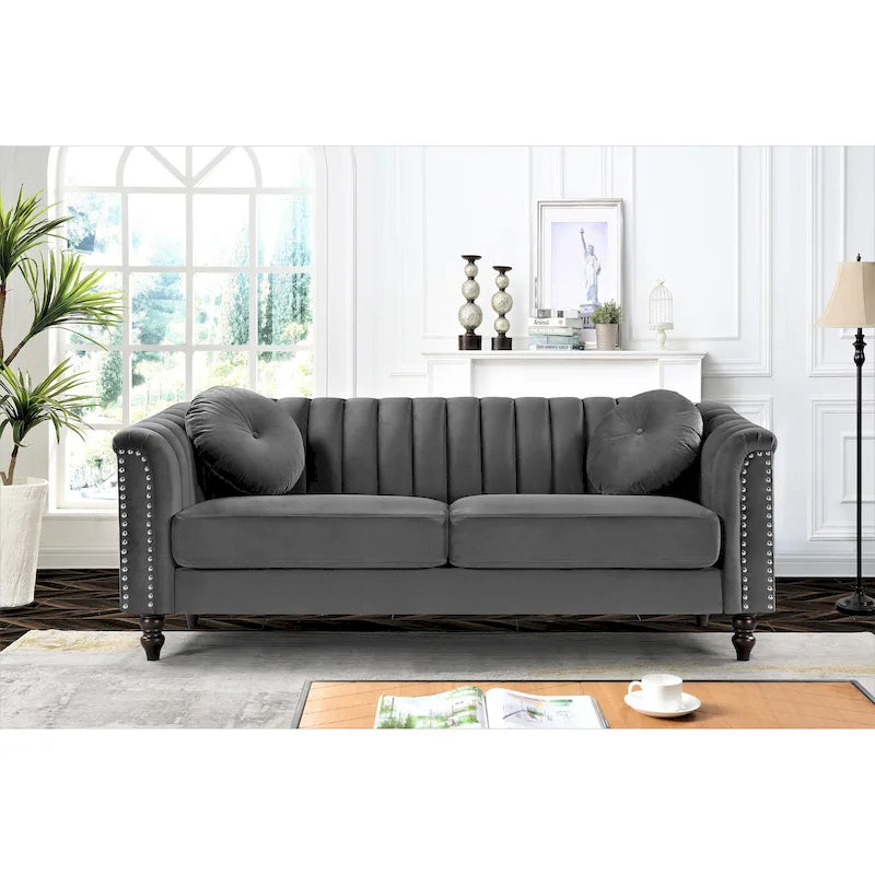 Hills Tufted Back Nailhead 75.2  Sofa