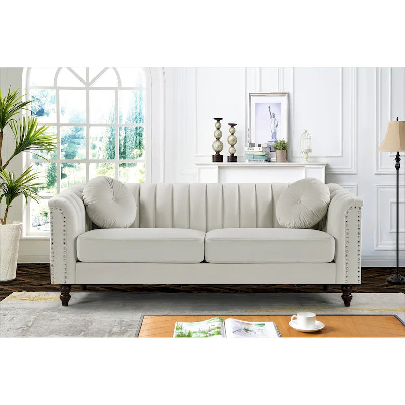 Hills Tufted Back Nailhead 75.2  Sofa