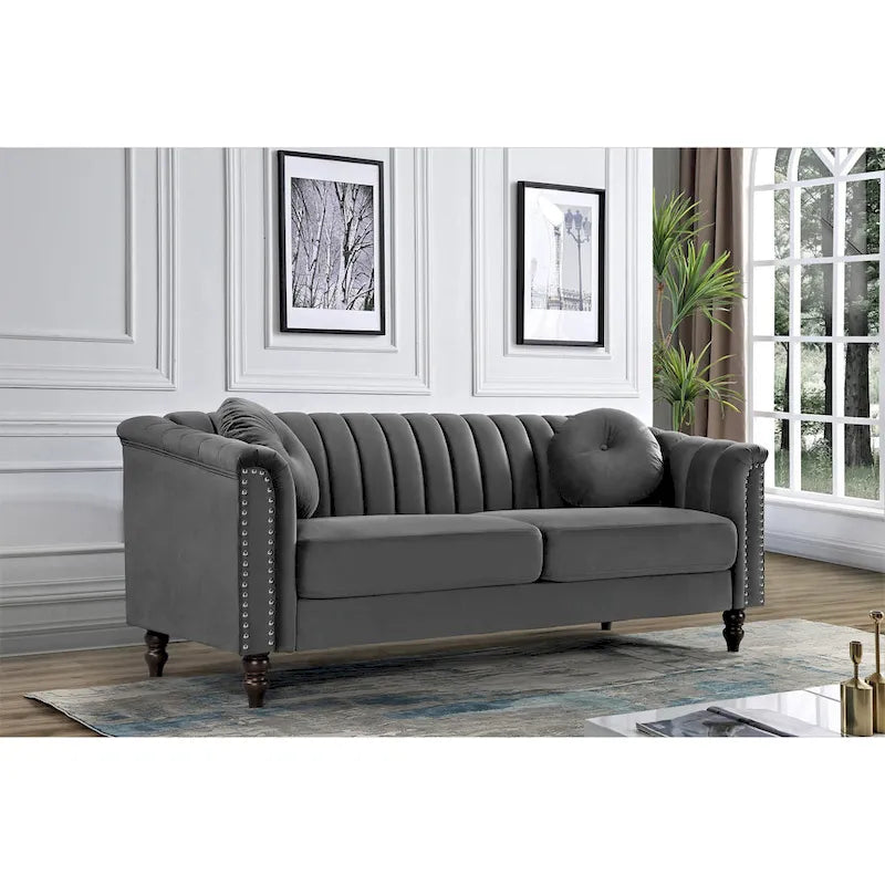 Hills Tufted Back Nailhead 75.2  Sofa