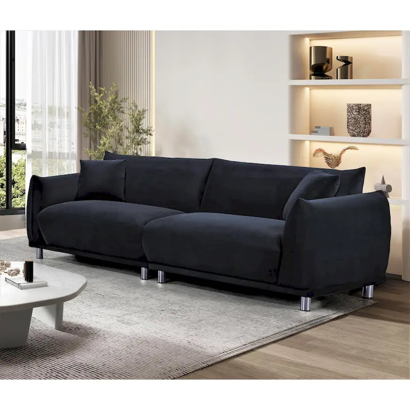 US Pride Furniture 88.2 W Metal Legs Velvet Fabirc Sofa