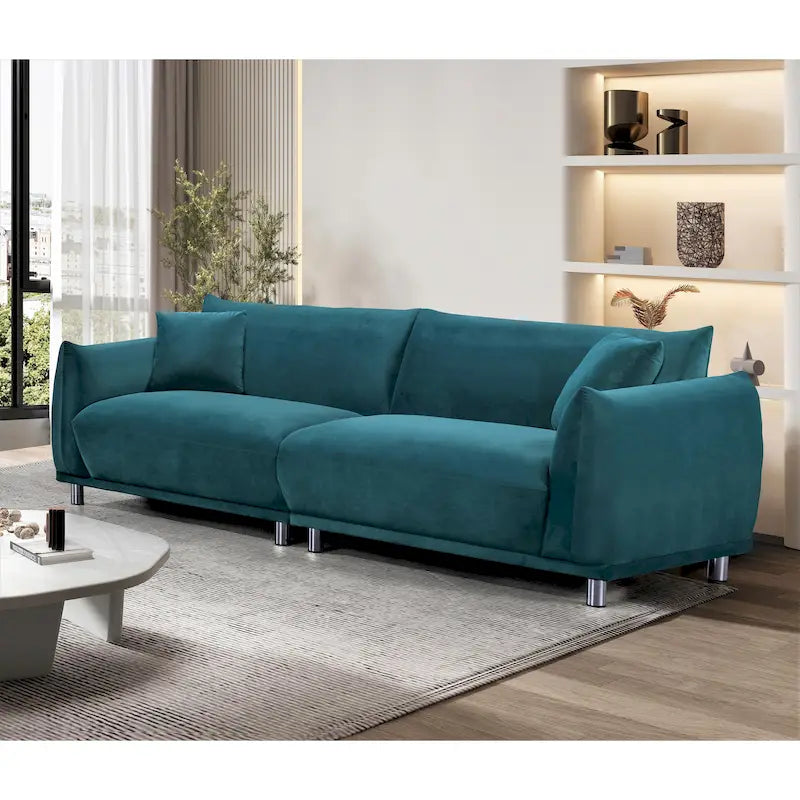 US Pride Furniture 88.2 W Metal Legs Velvet Fabirc Sofa
