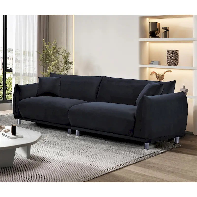 US Pride Furniture 88.2 W Metal Legs Velvet Fabirc Sofa