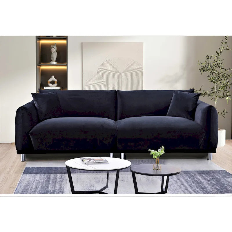 US Pride Furniture 88.2 W Metal Legs Velvet Fabirc Sofa