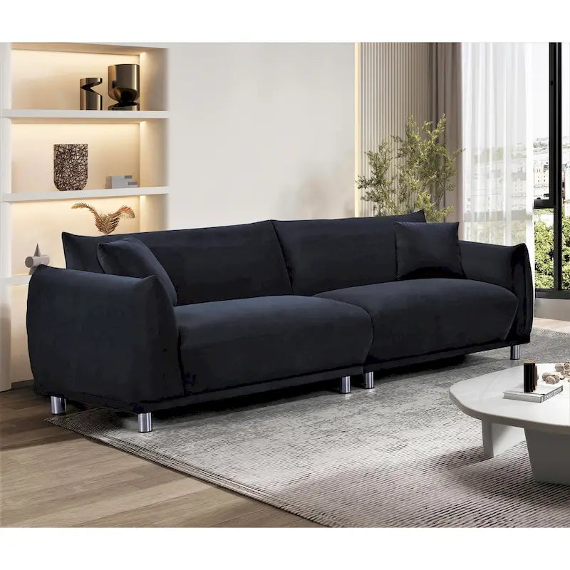 US Pride Furniture 88.2 W Metal Legs Velvet Fabirc Sofa