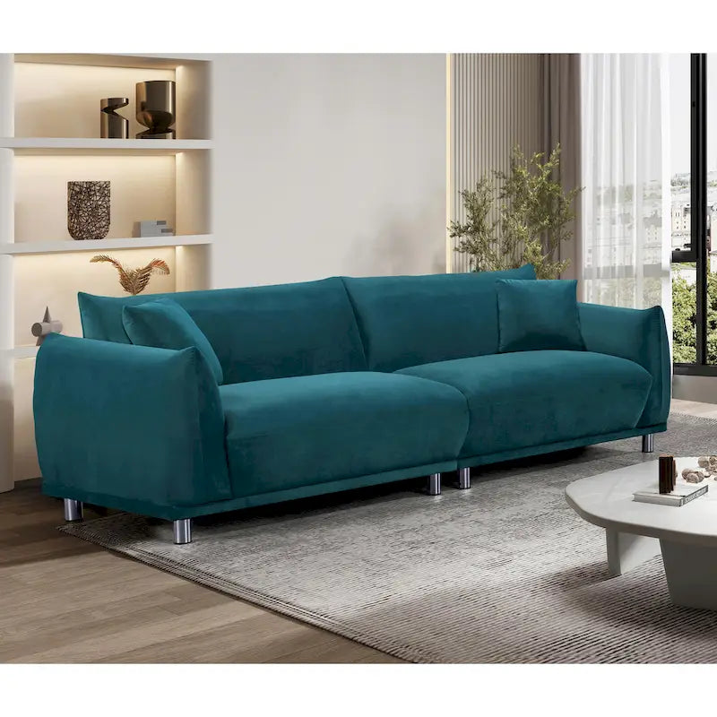 US Pride Furniture 88.2 W Metal Legs Velvet Fabirc Sofa