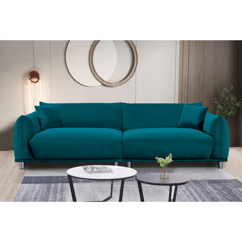 US Pride Furniture 88.2 W Metal Legs Velvet Fabirc Sofa
