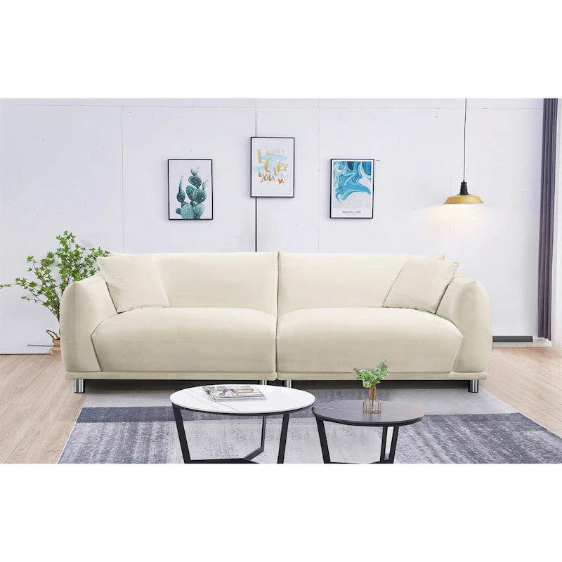 US Pride Furniture 88.2 W Metal Legs Velvet Fabirc Sofa