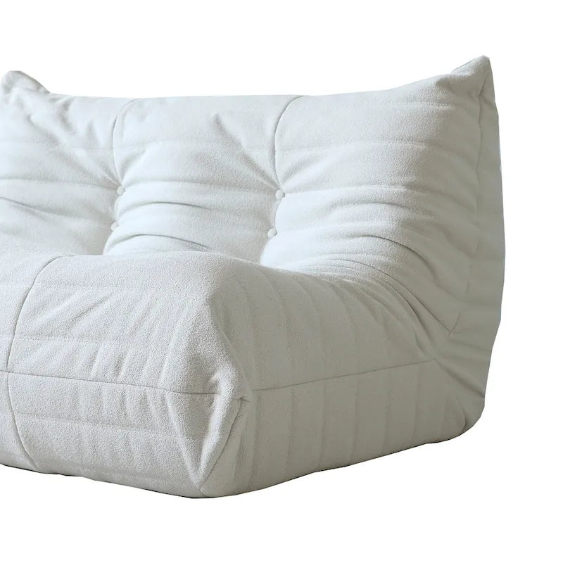 Teddy Velvet Floor Couch,Comfortable Back Support Lazy Sofa with Ottoman