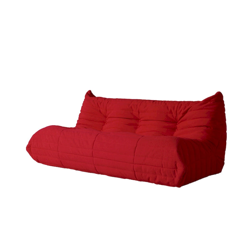 Teddy Velvet Floor Couch,Comfortable Back Support Lazy Sofa with Ottoman
