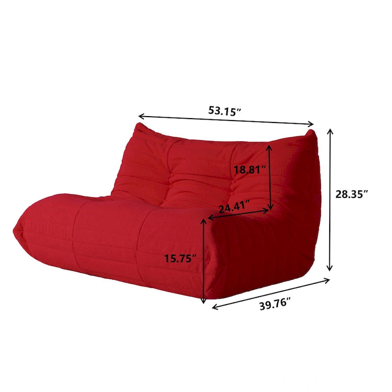 Teddy Velvet Floor Couch,Comfortable Back Support Lazy Sofa with Ottoman