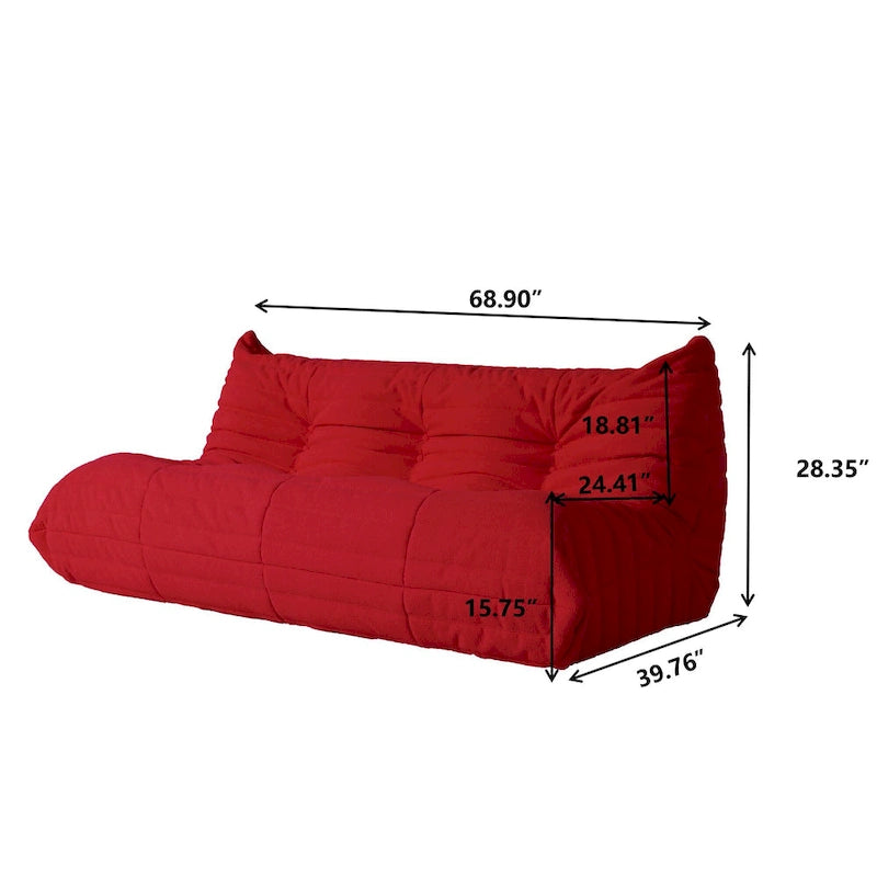 Teddy Velvet Floor Couch,Comfortable Back Support Lazy Sofa with Ottoman