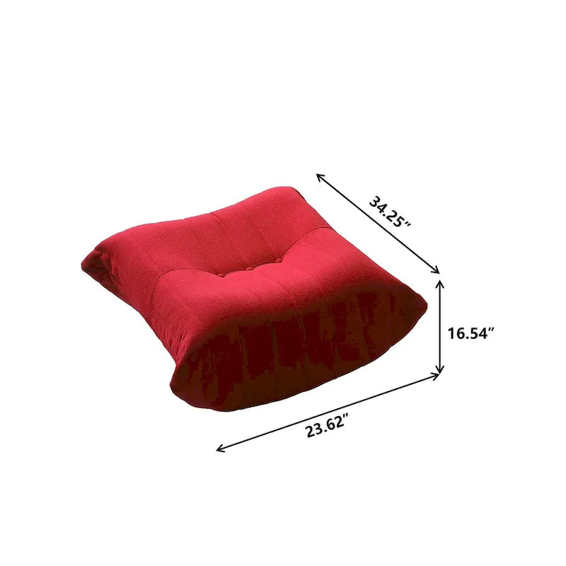 Teddy Velvet Floor Couch,Comfortable Back Support Lazy Sofa with Ottoman