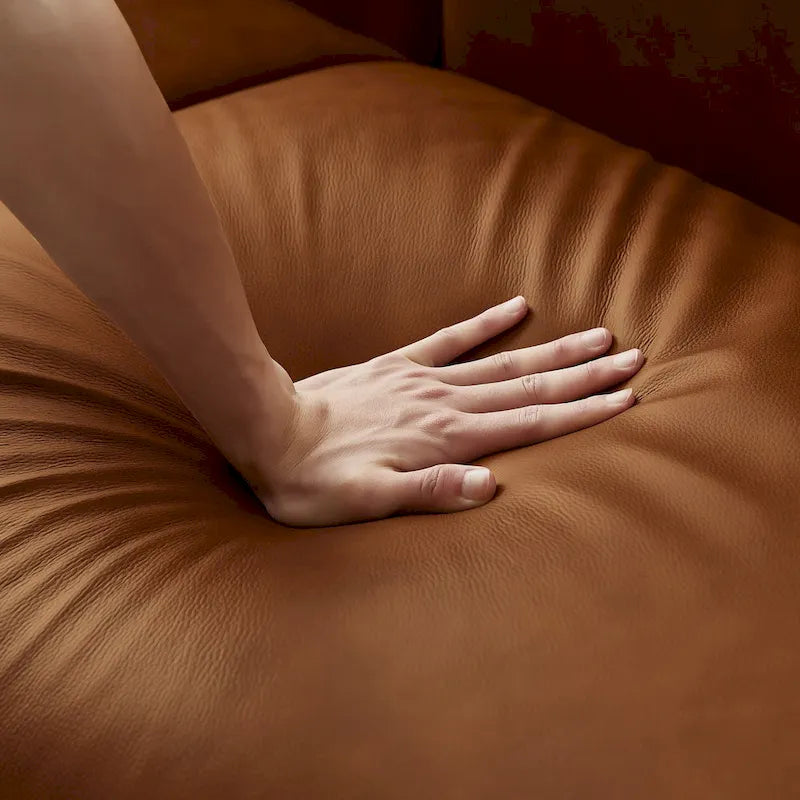 Manar Mid-Century Modern Luxury Genuine Leather Couch