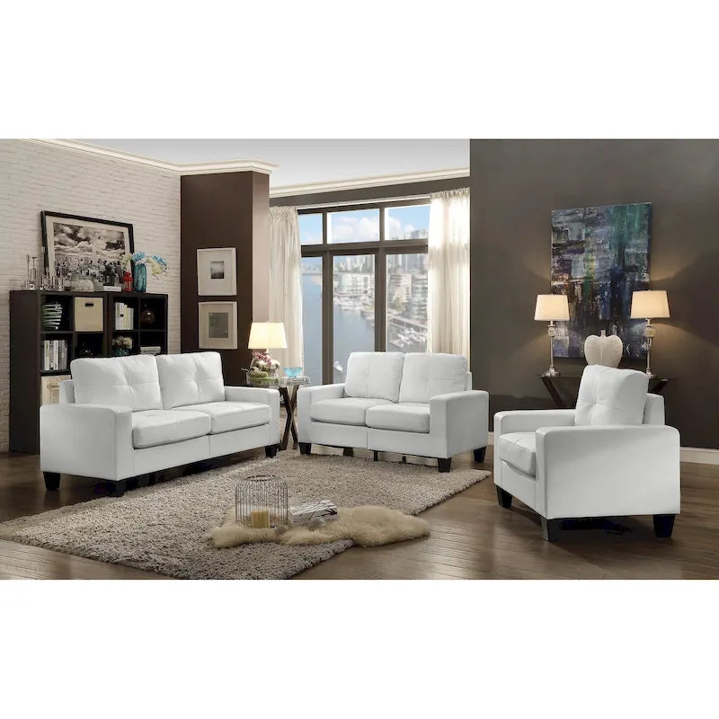 Newbury 58 in. W Flared Arm Faux Leather Straight Sofa - 32 L x 58 W x 36 H