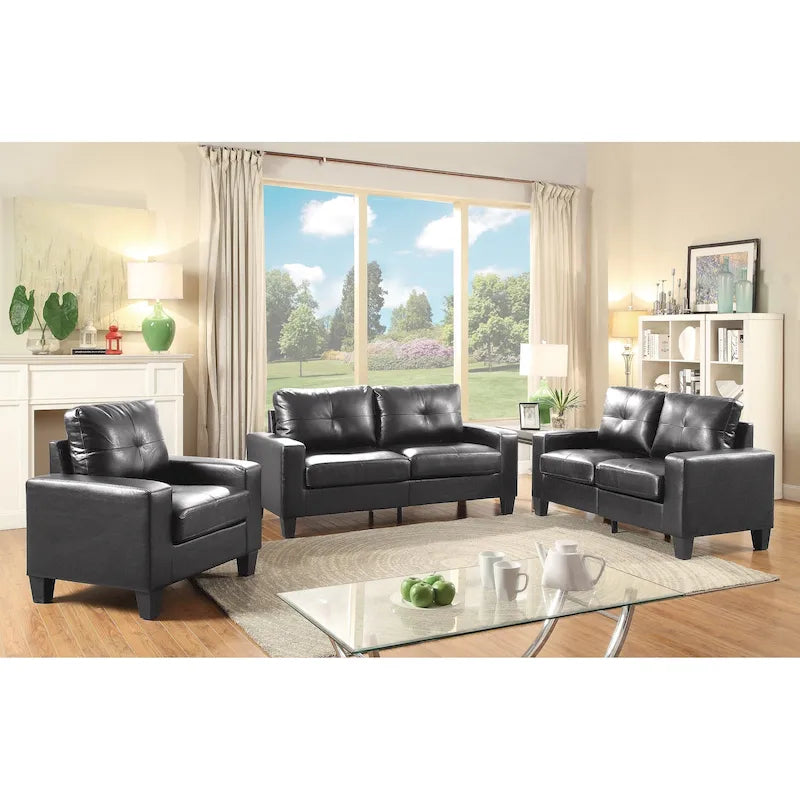 Newbury 58 in. W Flared Arm Faux Leather Straight Sofa - 32 L x 58 W x 36 H