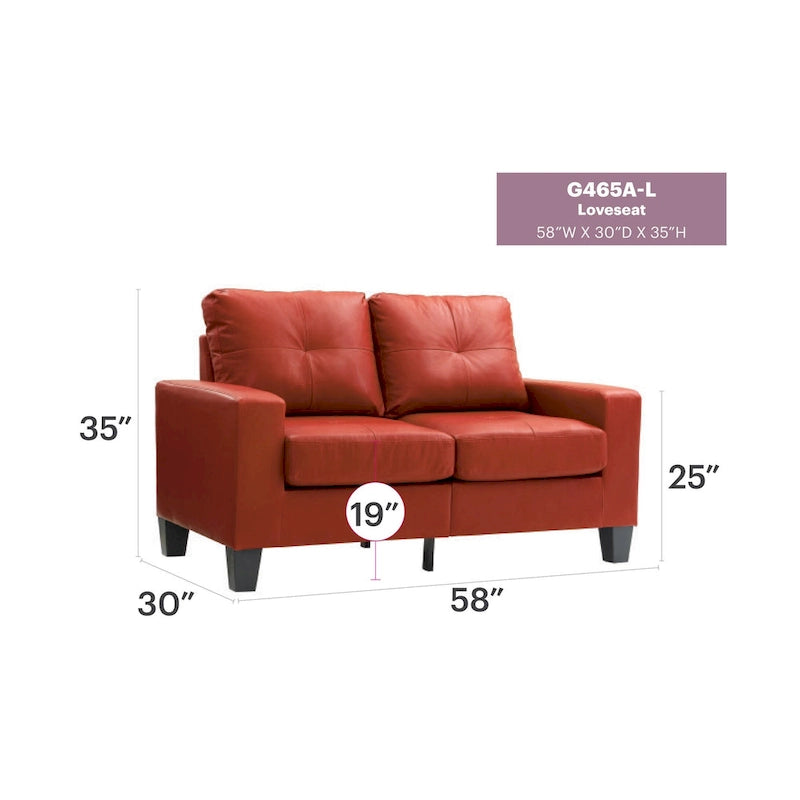 Newbury 58 in. W Flared Arm Faux Leather Straight Sofa - 32 L x 58 W x 36 H