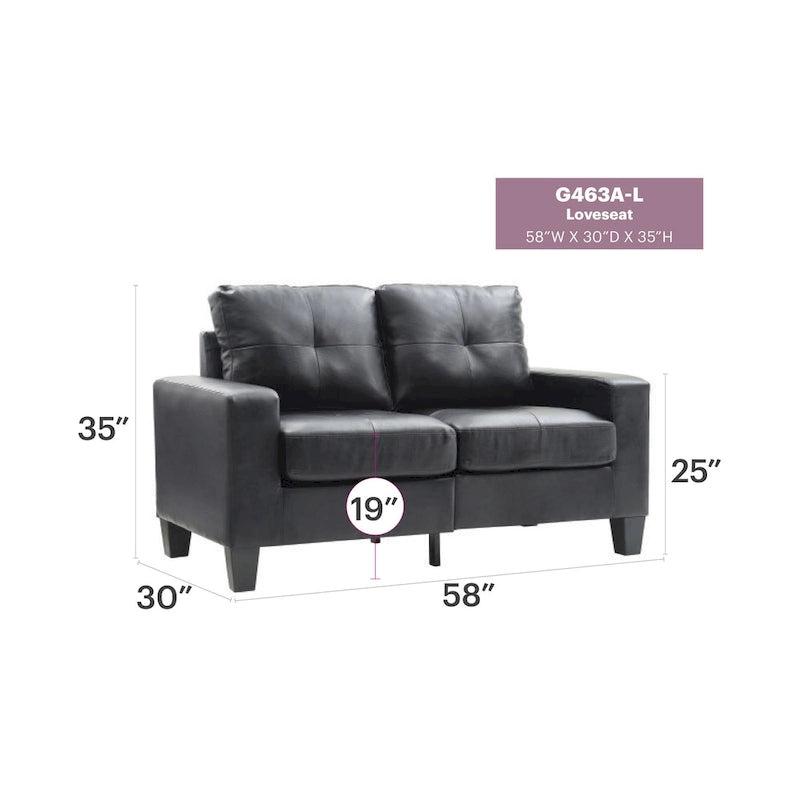 Newbury 58 in. W Flared Arm Faux Leather Straight Sofa - 32 L x 58 W x 36 H