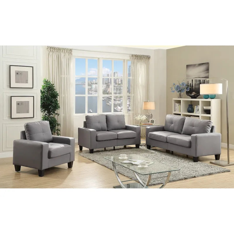 Newbury 58 in. W Flared Arm Faux Leather Straight Sofa - 32 L x 58 W x 36 H