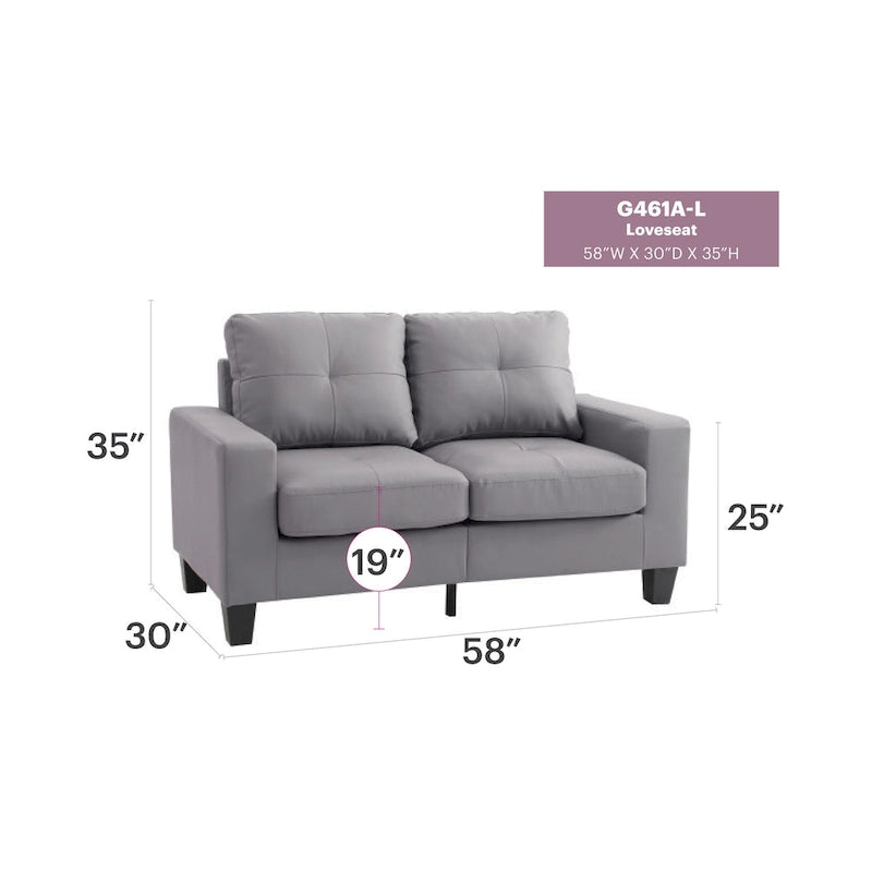 Newbury 58 in. W Flared Arm Faux Leather Straight Sofa - 32 L x 58 W x 36 H