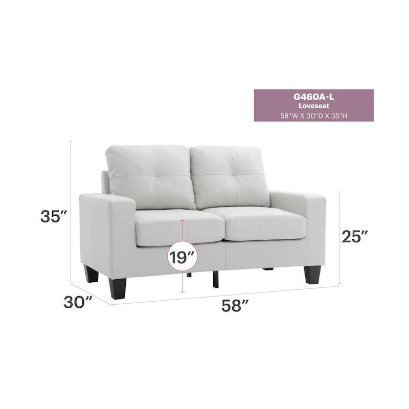 Newbury 58 in. W Flared Arm Faux Leather Straight Sofa - 32 L x 58 W x 36 H