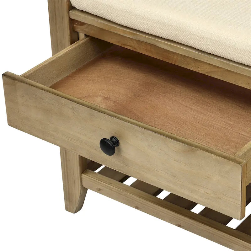 Shoe Rack with Cushioned Seat and Drawers, Multipurpose Entryway Storage Bench