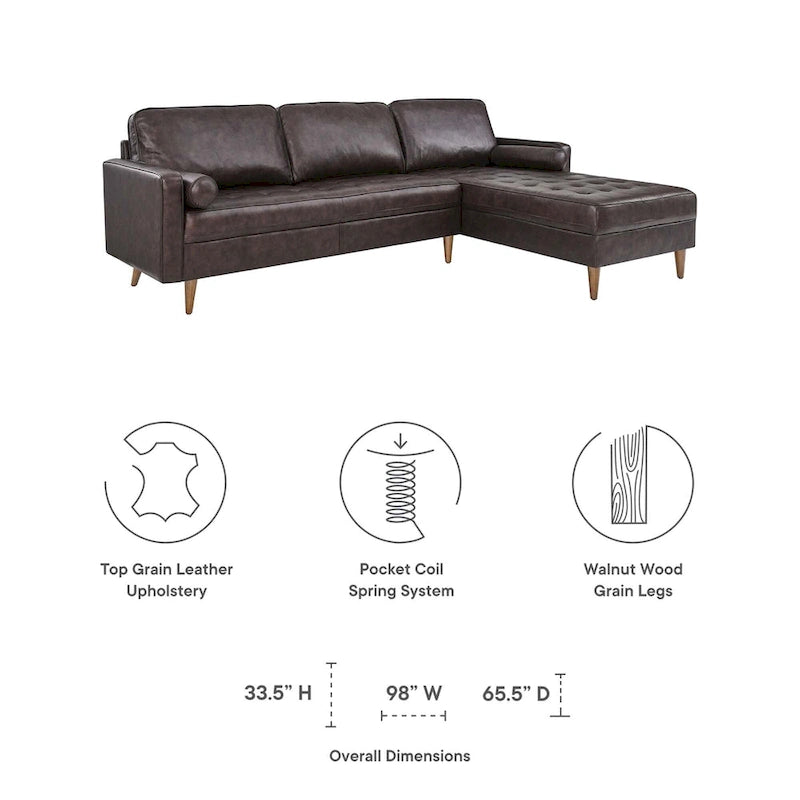 Valour 98  Leather Sectional Sofa