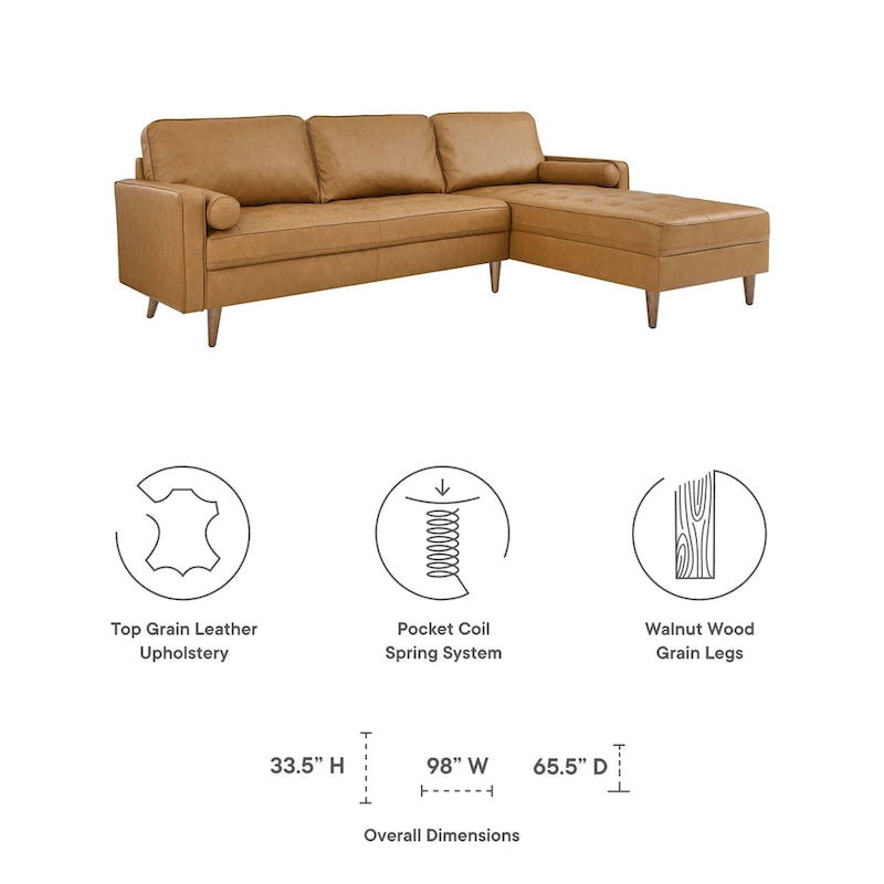 Valour 98  Leather Sectional Sofa