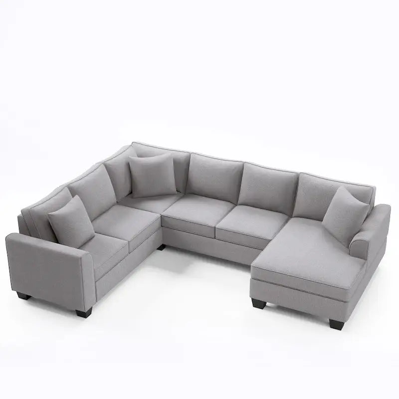 110*86 Sectional Sofa Upholstered Modern English Arm Classic U-shaped Sofa 3 Pillows Included