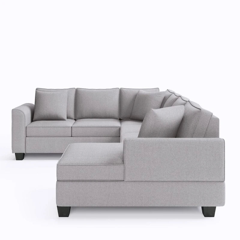110*86 Sectional Sofa Upholstered Modern English Arm Classic U-shaped Sofa 3 Pillows Included