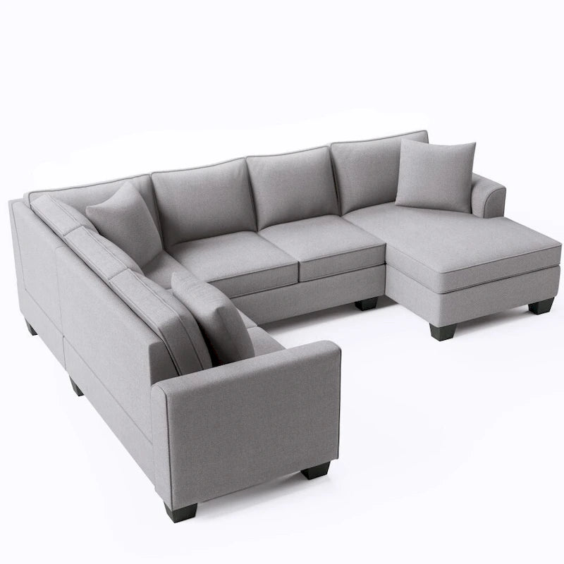 110*86 Sectional Sofa Upholstered Modern English Arm Classic U-shaped Sofa 3 Pillows Included