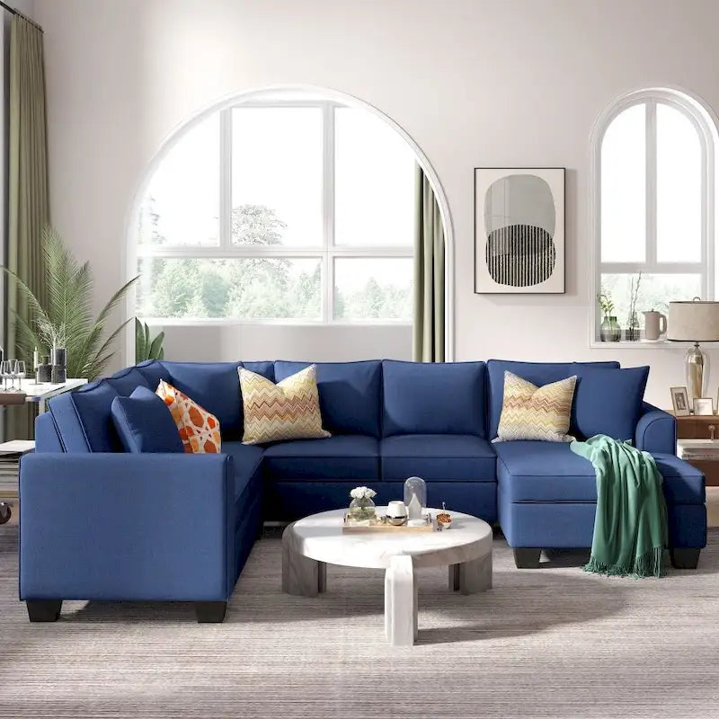 110*86 Sectional Sofa Upholstered Modern English Arm Classic U-shaped Sofa 3 Pillows Included