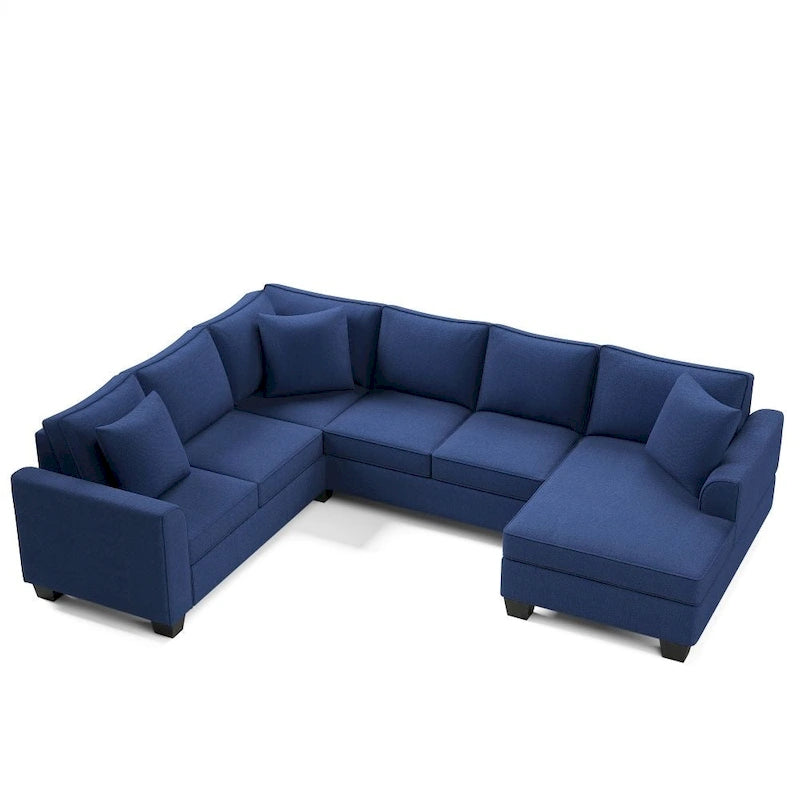 110*86 Sectional Sofa Upholstered Modern English Arm Classic U-shaped Sofa 3 Pillows Included