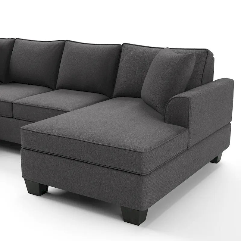 110*86 Sectional Sofa Upholstered Modern English Arm Classic U-shaped Sofa 3 Pillows Included