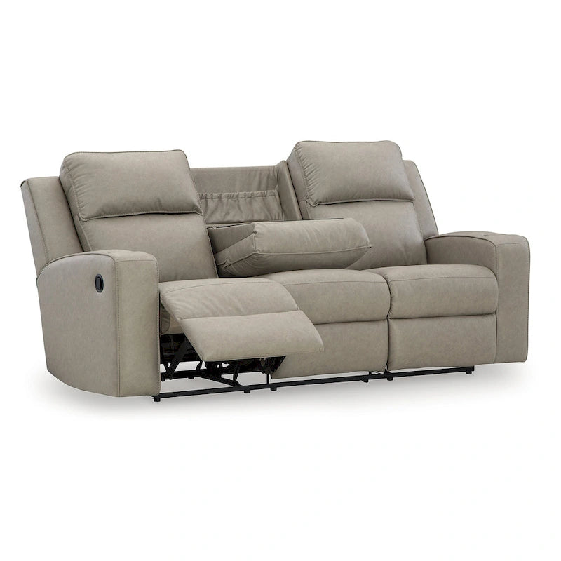Signature Design by Ashley Lavenhorne Pebble Reclining Sofa with Drop Down Table - 87 W x 42 D x 43 H