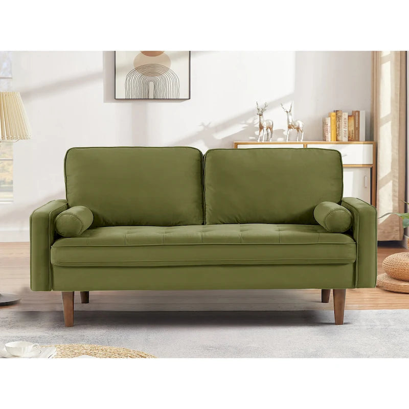 Monahan 58W Wood Frame Velvet Tufted Sofa