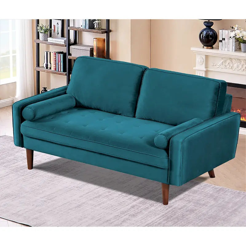 Monahan 58W Wood Frame Velvet Tufted Sofa