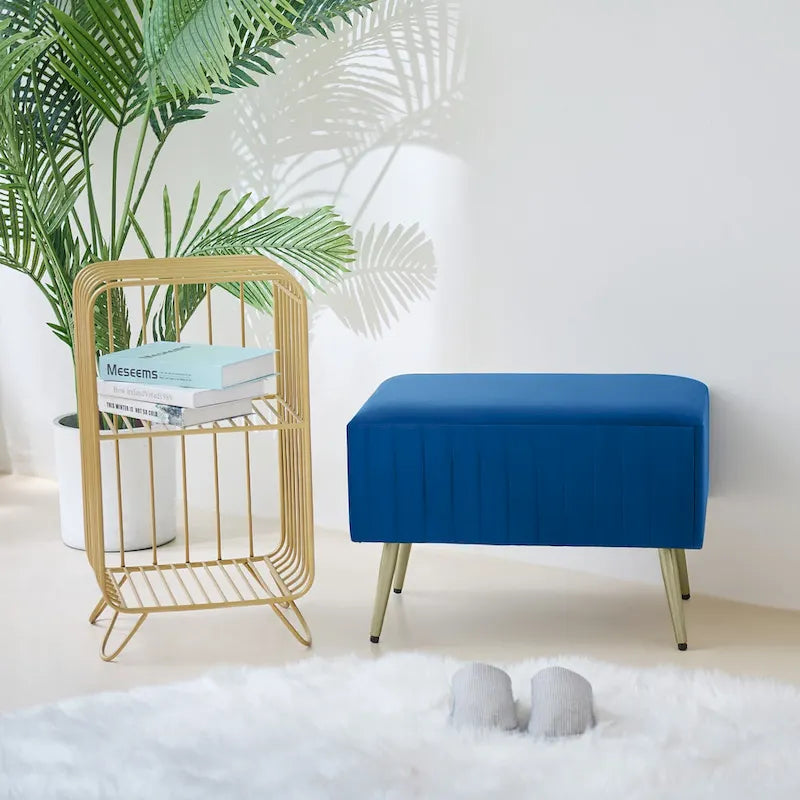 24  Modern Upholstered Entryway Bench with Padded Velvet Seat