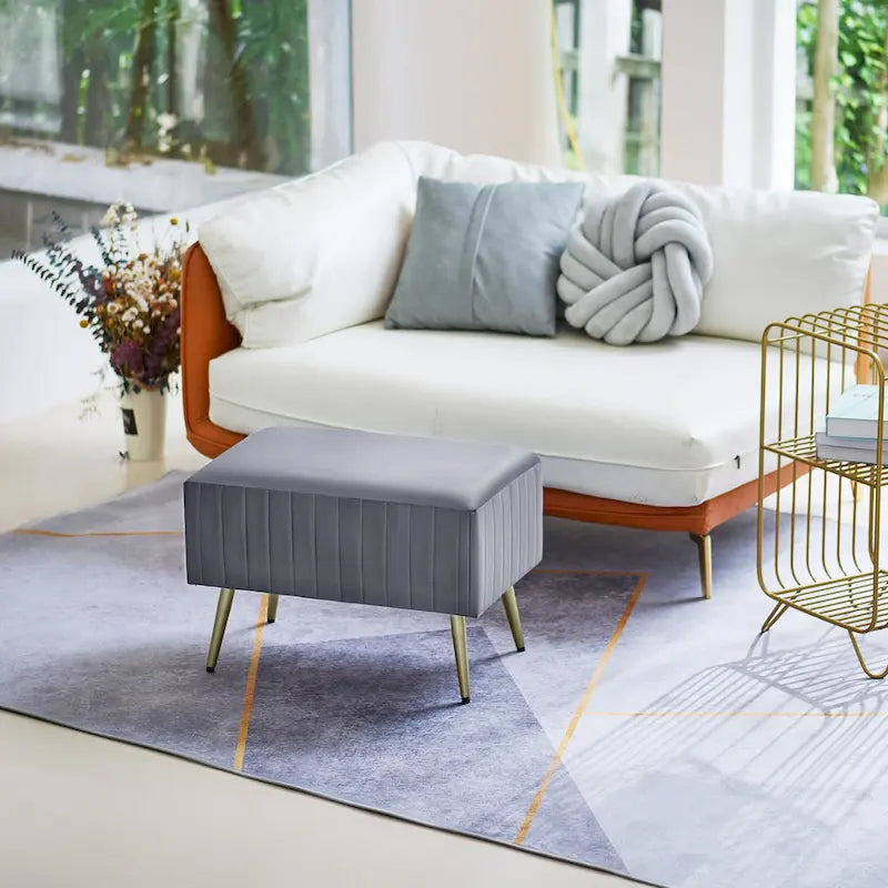 24  Modern Upholstered Entryway Bench with Padded Velvet Seat