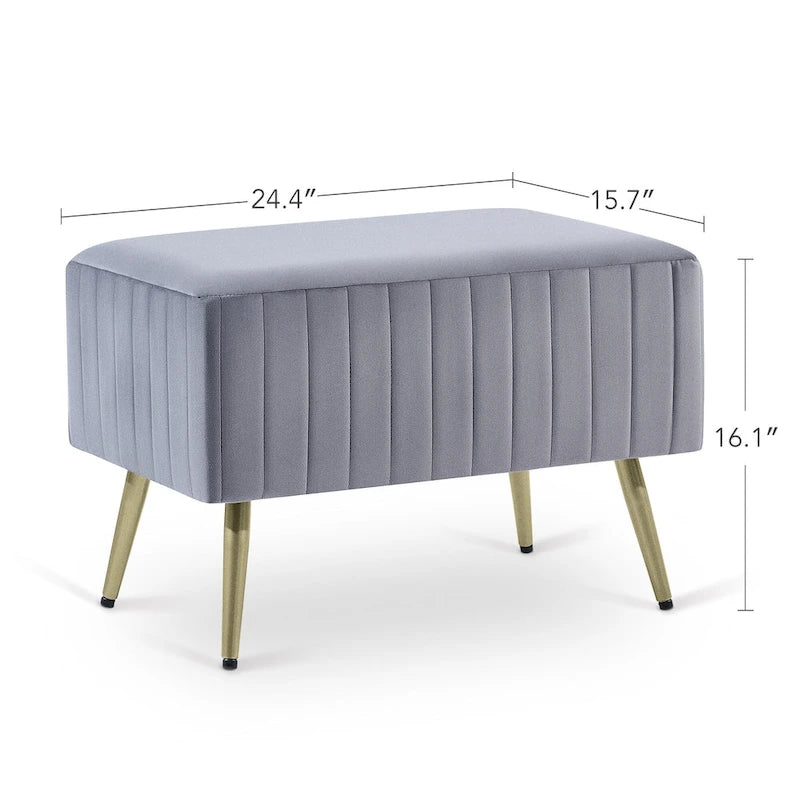 24  Modern Upholstered Entryway Bench with Padded Velvet Seat