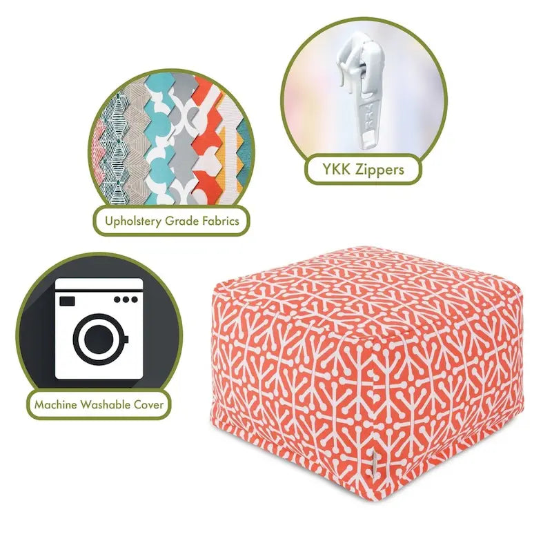 Majestic Home Goods Indoor Outdoor Aruba Ottoman Pouf 27 in L x 27 in W x 17 in H