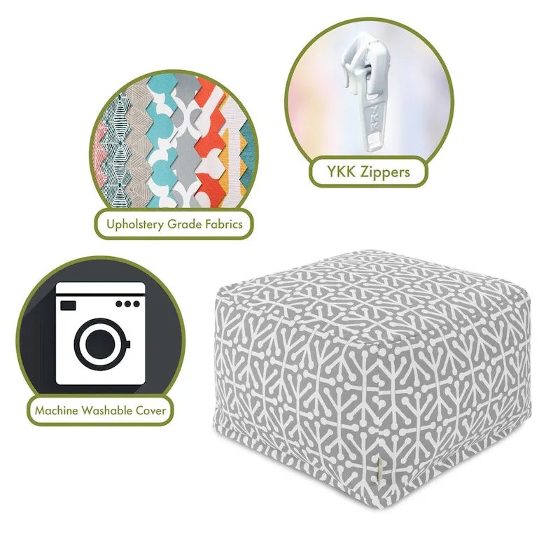 Majestic Home Goods Indoor Outdoor Aruba Ottoman Pouf 27 in L x 27 in W x 17 in H