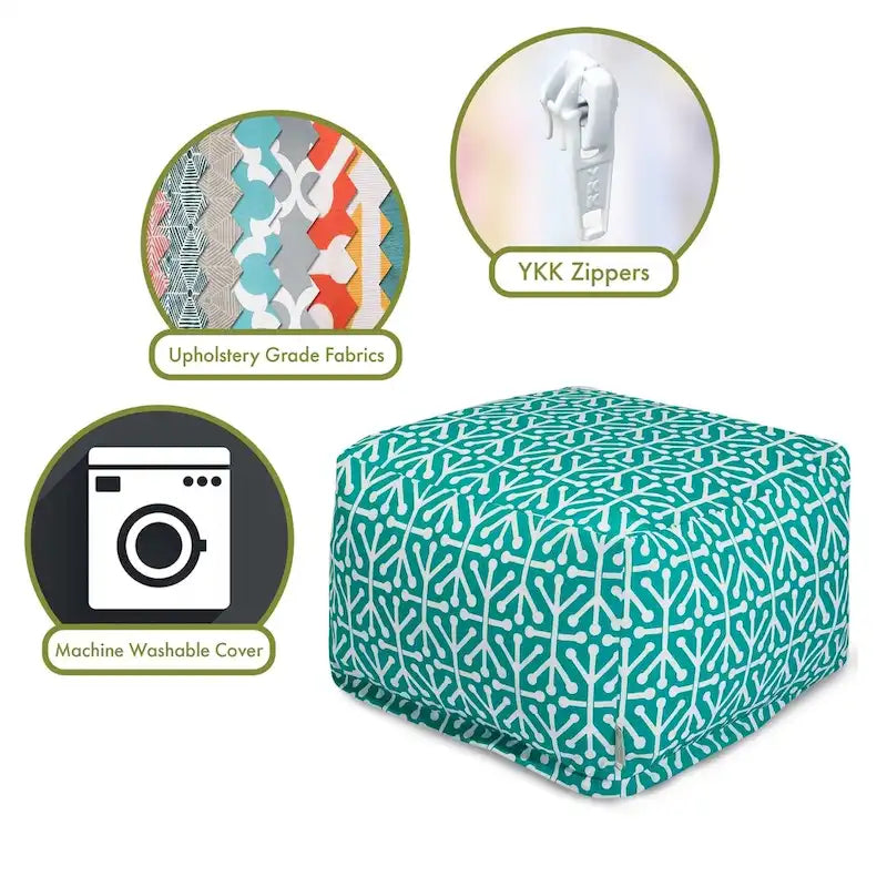Majestic Home Goods Indoor Outdoor Aruba Ottoman Pouf 27 in L x 27 in W x 17 in H