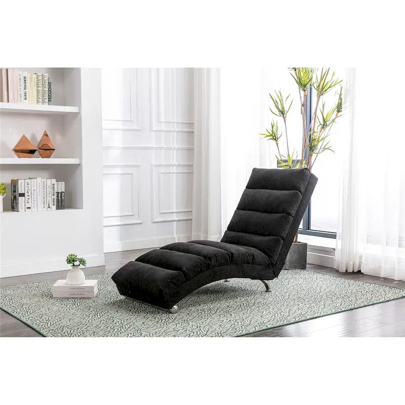 Linen Chaise Lounge Indoor Chair, Modern Long Lounger for Office or Living Room